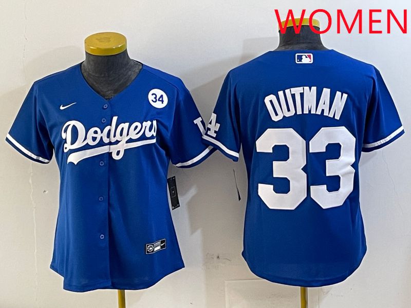Women Los Angeles Dodgers #33 Outman Blue Game 2025 Nike MLB Jersey style 7